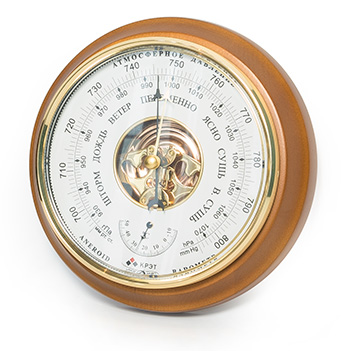 Барометр термометр бтк-сн 16, белый циферблат, 21х5см
